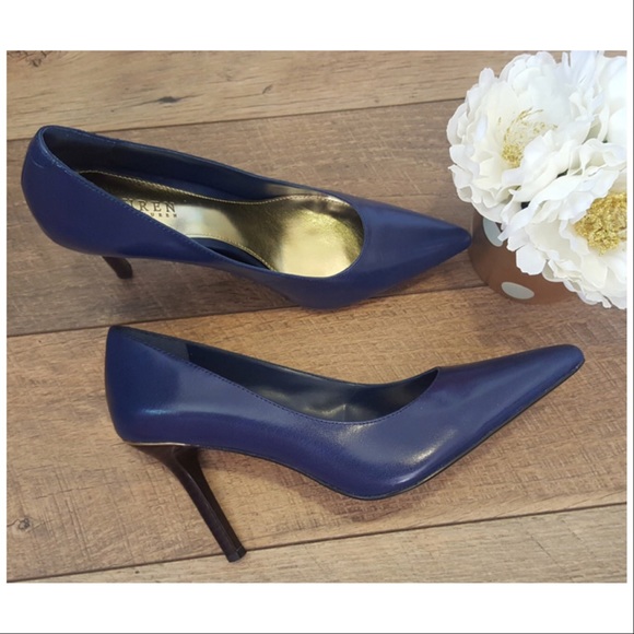 Lauren Ralph Lauren Shoes | Lauren Ralph Lauren Leather High Heels Navy Blue | Poshmark